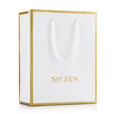 Gift Bag - White & Gold Gloss